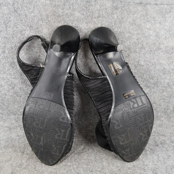 J Renee Shoes Womens 9N Slingback Pumps Kelsi Peep Toe Bow Black Slip On Formal - Picture 10 of 12